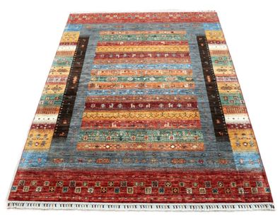 Teppich Orient Ziegler Khorjin 170x230 cm 100% Wolle Handgeknüpft grau rot