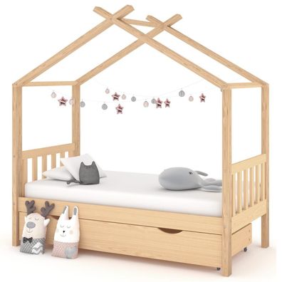 vidaXL Kinderbett mit Schublade Massivholz Kiefer 80x160 cm