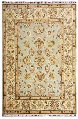 Teppich Orient Kazak 150x200 cm 100% Wolle Handgeknüpft Rug Carpet grau beige