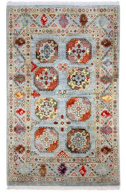 Teppich Orient Ziegler Filpa 100x150 cm 100% Wolle Handgeknüpft Carpet Rug grau