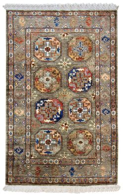 Teppich Orient Ziegler Khorjin 100x150 cm 100% Wolle Handgeknüpft Carpet grau