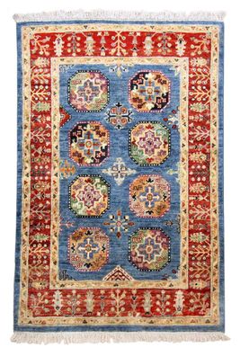 Teppich Orient Ziegler Ariana Khorjin 100x150 cm 100% Wolle Handgeknüpft blau