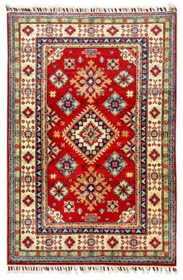 Teppich Orient Kazak 100x150 cm 100% Wolle Handgeknüpft Rug Carpet rot