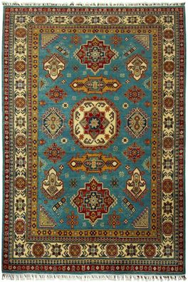 Teppich Orient Kazak 170x240 cm 100% Wolle Handgeknüpft Carpet rot creme blau