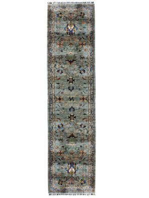 Teppich Orient Ziegler Ariana Läufer 84x300 cm 100% Wolle Handgeknüpft grau