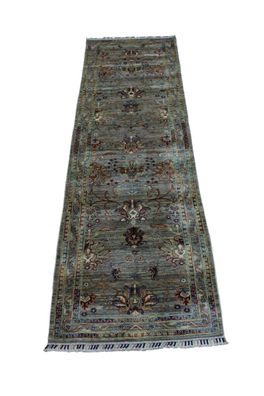 Teppich Orient Ziegler Khorjin Läufer 85x296 cm 100% Wolle Handgeknüpft grau