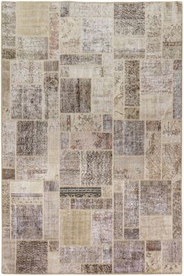 Teppich Vintage Patchwork Stone Wash 170x230 cm 100% Wolle Handgeknüpft braun