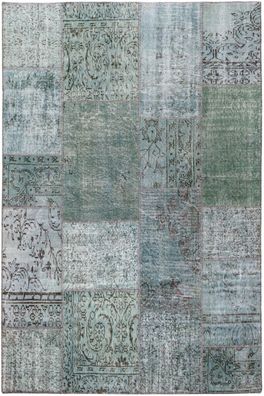 Teppich Vintage Patchwork Stone Wash 170x230 cm 100% Wolle Handgeknüpft blau