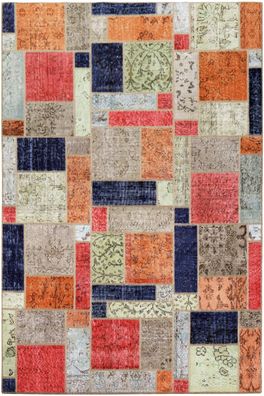 Teppich Vintage Patchwork Stone Wash 160x230 cm 100% Wolle Handgeknüpft multi