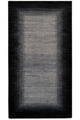 Teppich Nepal Musterring Montana Meli Handgeknüpft 100% Wolle 70x140 cm grau