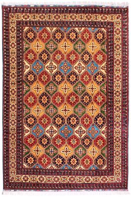 Teppich Orient Afghan 200x300 cm 100% Wolle Handgeknüpft Tappeto Carpet multi