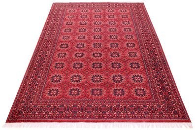 Teppich Orient Afghan 200x300 cm 100% Wolle Handgeknüpft Tappeto Carpet Rug rot