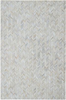 Leder Teppich Patchwork 150x240 cm echtes Kuhfell Handarbeit Rug beige creme