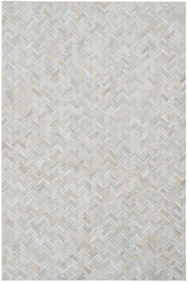 Leder Teppich Patchwork 150x240 cm Rindsleder Cowhide Carpet Rug beige creme