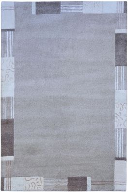 Teppich Nepal Handgeknüpft mit Kunstseide 140x200 cm 100% Wolle Rug braun grau