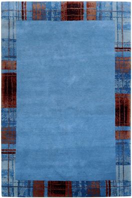 Teppich Original Nepal Handgeknüpft 100% Wolle 170x240 cm Tappeto Rug blau