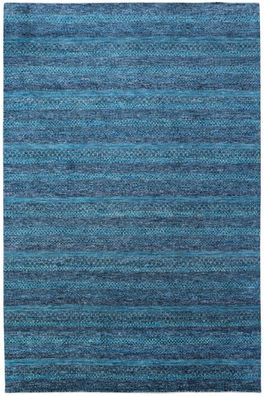 Teppich Saphir 200x300 cm 100% Wolle Handgeknüpft blau anthrazit meliert