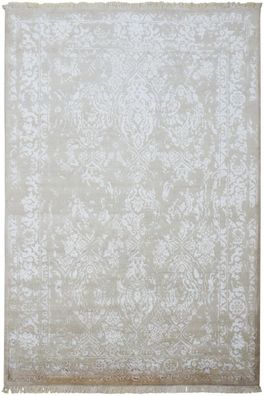 Teppich Kauria 200x300 cm 100% Wolle mit Glanzeffekt Handgeknüpft weiß beige