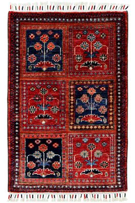 Teppich Orient Ziegler Felder Bakhtiar 60x90 cm 100% Wolle Handgeknüpft Rug rot