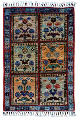 Teppich Orient Ziegler Felder Bakhtiar 60x90 cm 100% Wolle Handgeknüpft pastel