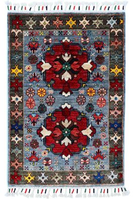 Teppich Orient Ziegler Brücke 60x90 cm 100% Wolle Handgeknüpft Rug Tapetto grau