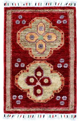 Teppich Orient Ziegler Brücke 60x90 cm 100% Wolle Handgeknüpft Rug Tapis rot