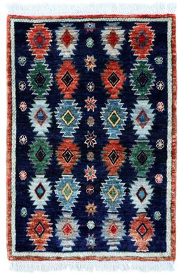 Teppich Orient Ziegler Brücke 60x90 cm 100% Wolle Handgeknüpft Carpet blau multi