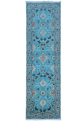 Teppich Orient Kazak Läufer 85x297 cm 100% Wolle Galerie Rug Handgeknüpft blau