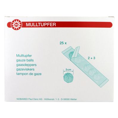 Nobamed Mulltupfer steril, formstabil im 2-Kammer-Set Ø 3cm