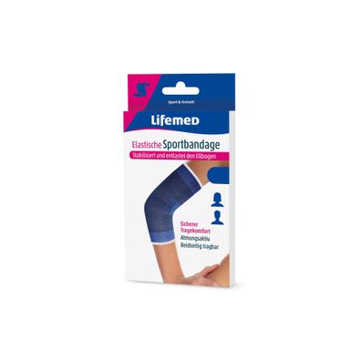 Lifemed Elastische Sportbandage Ellbogenschutz blau Gr. XL