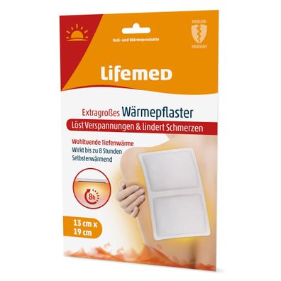 Lifemed Extragroßes Wärmepflaster 19 cm x 13 cm weiss