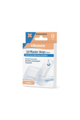 10 Lifemed Pflaster-Strips transparent Aqua 2 Größen