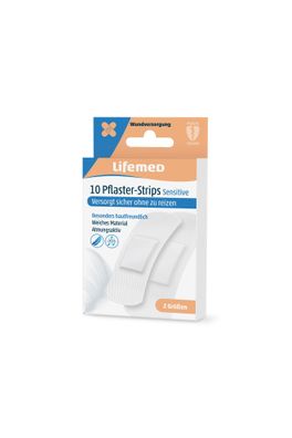 10 Lifemed Pflaster-Strips weiss Sensitive 2 Größen