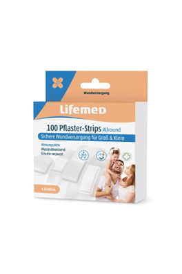 100 Lifemed Pflaster-Strips halbtransparent Allround 4 Größen