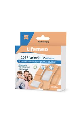 100 Lifemed Pflaster-Strips hautfarben Allround 4 Größen