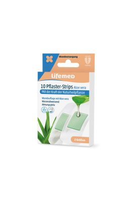 10 Lifemed Pflaster-Strips weiss Aloe vera 2 Größen