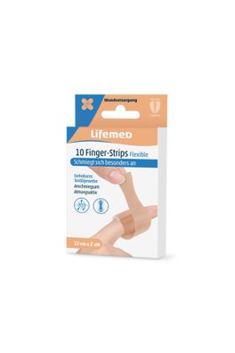 10 Lifemed Finger-Strips 12 cm x 2 cm hautfarben Flexible