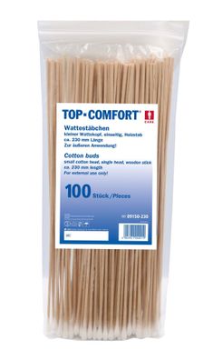 Top- Comfort Holzstab-Wattestäbchen kleiner Kopf