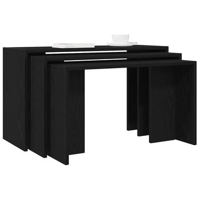 vidaXL Satztische 3 Stk. Schwarz Holzwerkstoff