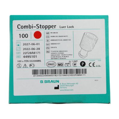 Combi Stopper Verschlussstopfen B. Braun rot steril VE 100 Stk