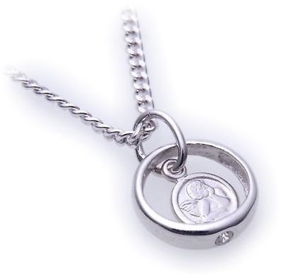 Taufring mit Uhr Saphir echt 585 14 karat Gold Safir Taufe Baby Qualität Neu