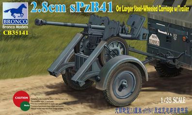 Bronco Models 1:35 CB35141 2.8cm sPzb41 On Larger Steel-Wheeled carriage w/Traile