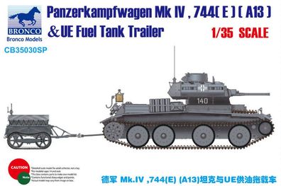 Bronco Models 1:35 CB35030SP Panzerkampfwagen Mk. IV,744(E)(A13)& UE Trailer