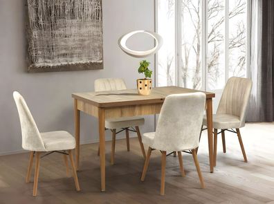 Hellbrauner Ausziehbarer Esstisch Designer Esszimmer Holz Designer Möbel