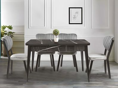 Grauer Rechteckiger Esszimmer Ausziehbarer Esstisch Designer Edle Möbel