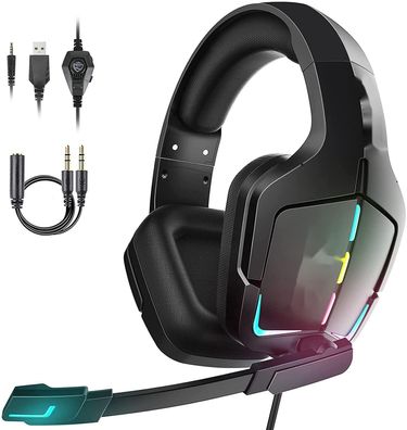 Gaming-Headset mit Mikrofon, abnehmbarem Mikrofon mit Geräuschunterdrückung,