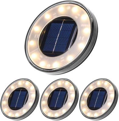 Alamro Boden Solarleuchte, Solar Bodenleuchte 12 LED Solar Gartenleuchte