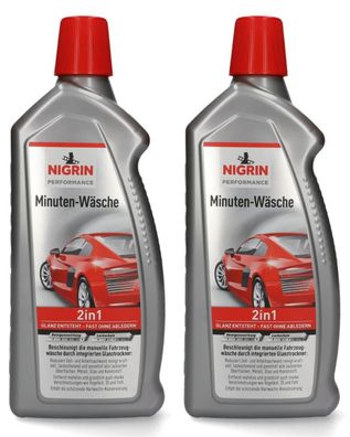 2x Nigrin MinutenWäsche AutoShampoo + GlanzTrockner HartwachsKonservierung