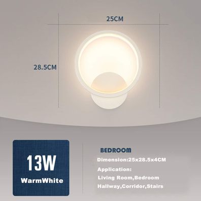 Innenwandleuchte LED - 13W Runde Wandleuchte Warmweiß 3000K