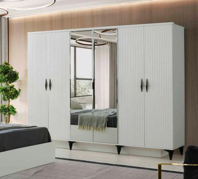 Kleiderschrank Weiß Einfarbig Modern Rechteckig Design Schlafzimmer Schrank